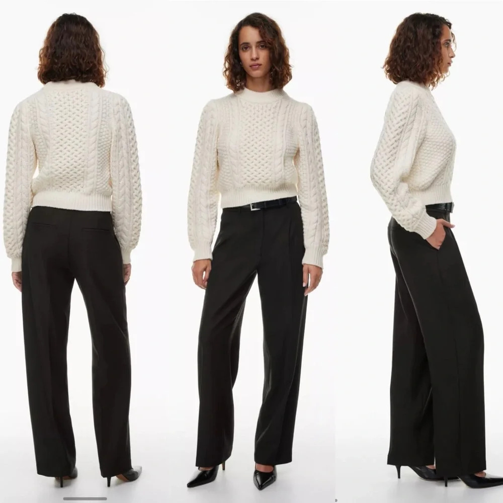 NWT Aritzia Babaton Carrot Pants in Black Size 6 Textured Twill Regular Length